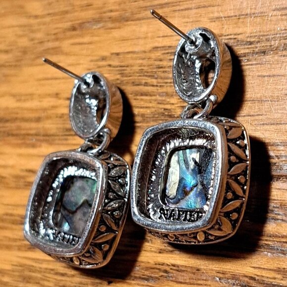 Napier stud pierced earrings silver tone 1-1/4" long - Picture 2 of 3